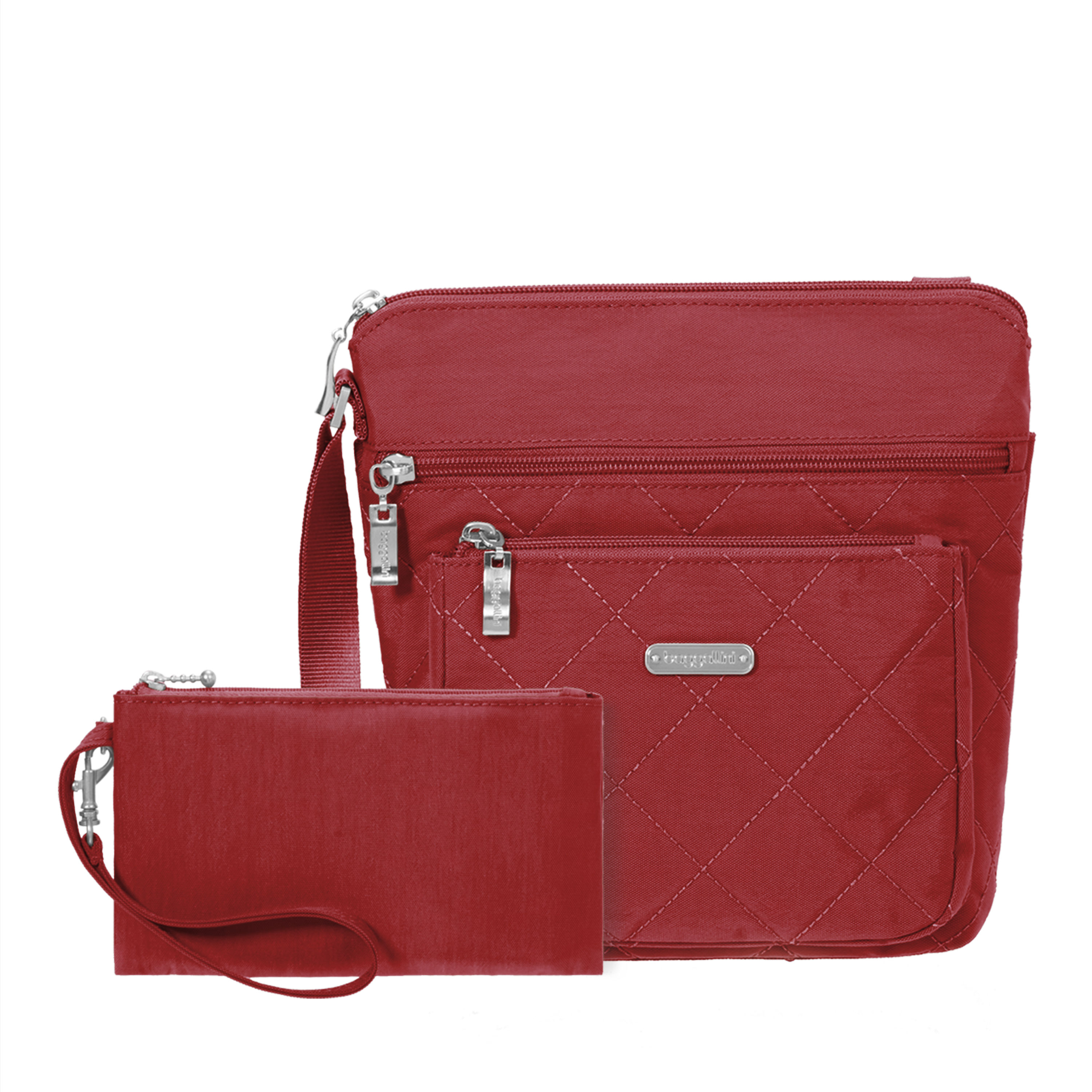 quilted pocket crossbody bag with rfid wristlet